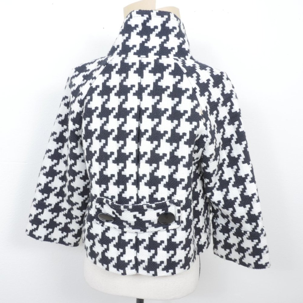 Nygard Black White Houndstooth Design Retro Coat Wide Half Sleeve SZ 8 Jacket - Picture 11 of 14